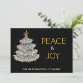 *~* Eenvoudige PEACE JOY Corporate kerstboomkaart (Staand voorkant)