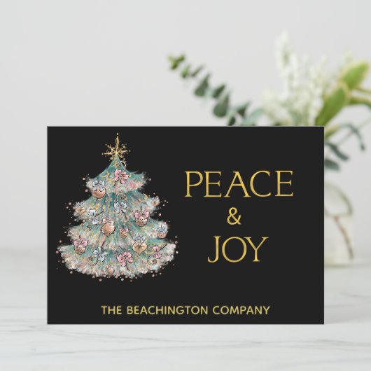 *~* Eenvoudige PEACE JOY Corporate kerstboomkaart (Staand voorkant)