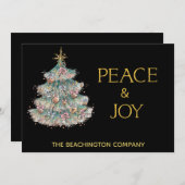 *~* Eenvoudige PEACE JOY Corporate kerstboomkaart (Voorkant / Achterkant)