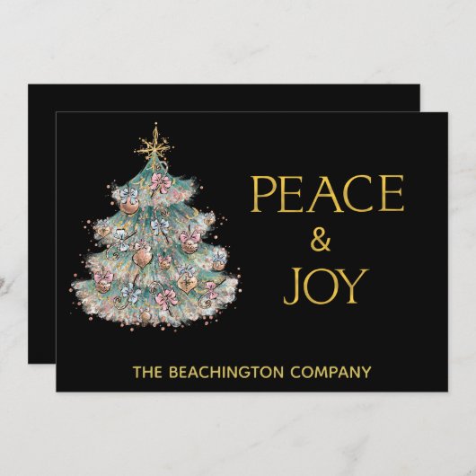 *~* Eenvoudige PEACE JOY Corporate kerstboomkaart (Voorkant / Achterkant)