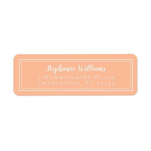 Eenvoudige Peach Bruiloften RSVP Retouradres Etiket (Voorkant)