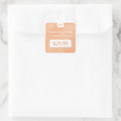 Eenvoudige Peach Chic Boutique Monogram Prijs Labe Vierkante Sticker (Tas)