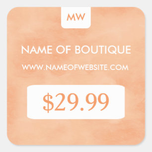 Eenvoudige Peach Chic Boutique Monogram Prijs Labe Vierkante Sticker