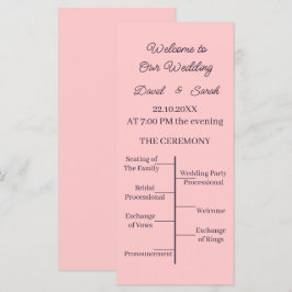 Eenvoudige Peach Custom Wedding Programma