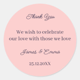 Eenvoudige Peach Custom Wedding Ronde Sticker