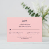 Eenvoudige Peach Custom Wedding RSVP Kaartje (Staand voorkant)