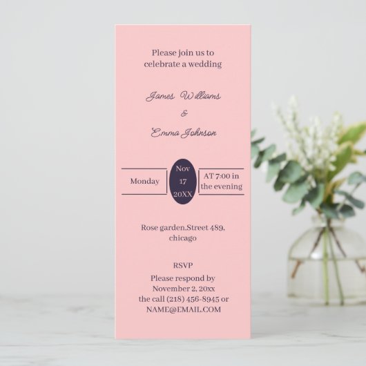 Eenvoudige Peach Gepersonaliseerde bruiloft uitnod Save The Date (Staand voorkant)