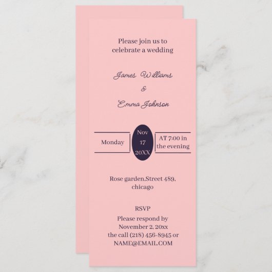 Eenvoudige Peach Gepersonaliseerde bruiloft uitnod Save The Date (Voorkant / Achterkant)