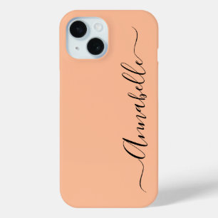 Eenvoudige Peach gepersonaliseerde naam iPhone 15 Case