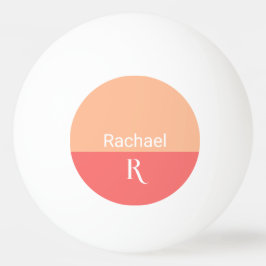Eenvoudige Peach Monogram naam Pingpongbal