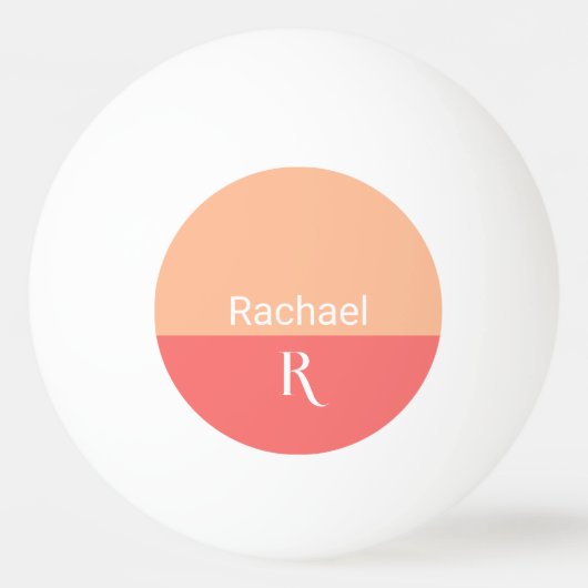 Eenvoudige Peach Monogram naam Pingpongbal (Voorkant)