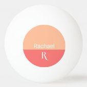 Eenvoudige Peach Monogram naam Pingpongbal (Achterkant)