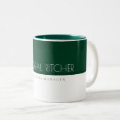 Eenvoudige Pear Green Custom monogram Name and Job Tweekleurige Koffiemok (Voorkant rechts)