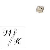 Eenvoudige penseel Monogram Initialen 1x1 Rubberstempel (Gestempeld)