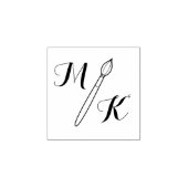 Eenvoudige penseel Monogram Initialen 1x1 Rubberstempel (Afrduk)