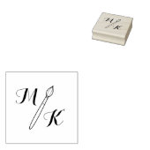 Eenvoudige penseel Monogram Initialen Rubberstempel (Gestempeld)