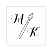 Eenvoudige penseel Monogram Initialen Zelfinktende Stempel (Design)