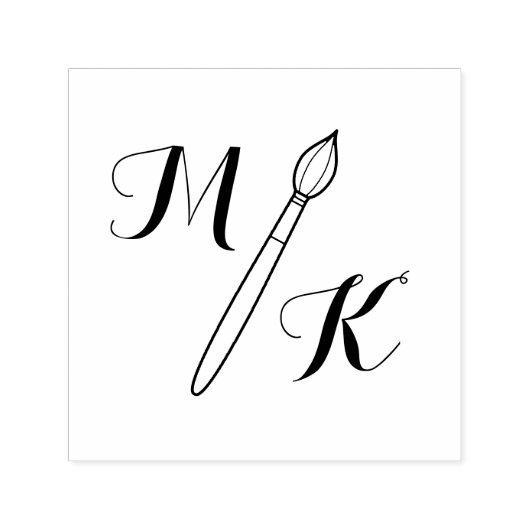 Eenvoudige penseel Monogram Initialen Zelfinktende Stempel (Design)