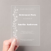 Eenvoudige pensionering doodle daisy wit acryl uitnodigingen (Insitu (Draagbaar))