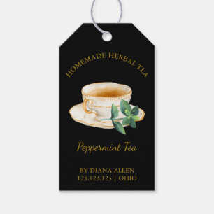 Eenvoudige pepermunt thee hanglabel cadeaulabel