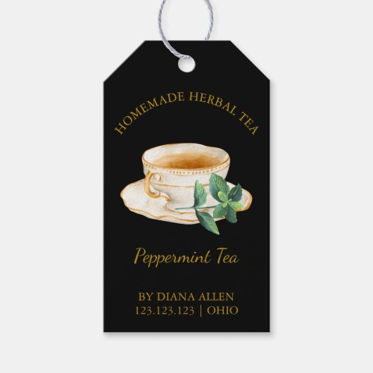 Eenvoudige pepermunt thee hanglabel  cadeaulabel (Voorkant)