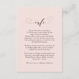 Eenvoudige peperroze trouwinformatie over legant informatiekaartje