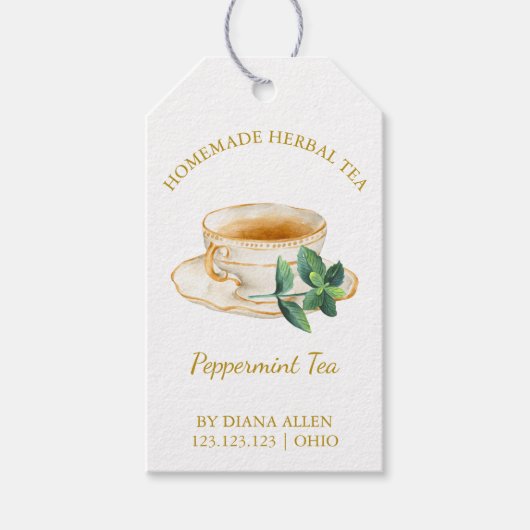 Eenvoudige Peppermint Tea Hang Label Cadeaulabel (Voorkant)