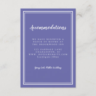 Eenvoudige Periwinkle Blue Wedding Informatiekaartje