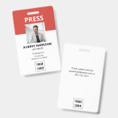 Eenvoudige persfoto-ID Badge (Voor- en achterkant)