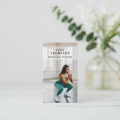 Eenvoudige Personal Trainer Fitness Foto QR-code Visitekaartje (Staand voorkant)