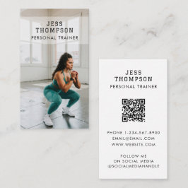 Eenvoudige Personal Trainer Fitness Foto QR-code Visitekaartje