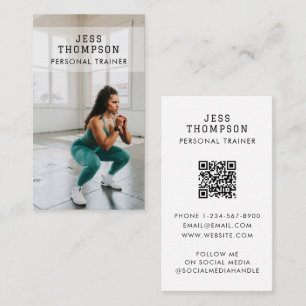 Eenvoudige Personal Trainer Fitness Foto QR-code Visitekaartje