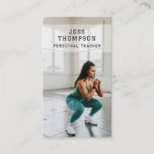 Eenvoudige Personal Trainer Fitness Foto QR-code Visitekaartje (Voorkant)