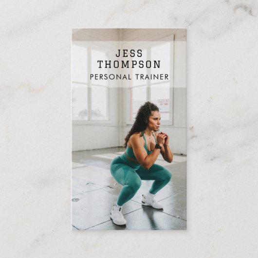Eenvoudige Personal Trainer Fitness Foto QR-code Visitekaartje (Voorkant)