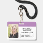 Eenvoudige personeelslogo Pasfoto Barcode ID Badge (Voorzijde met lanyard)