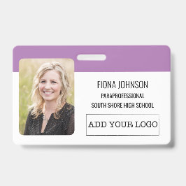 Eenvoudige personeelslogo Pasfoto Barcode ID Badge