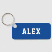 Eenvoudige persoonlijke blauwe rugzak voor scholen sleutelhanger (Achterkant)