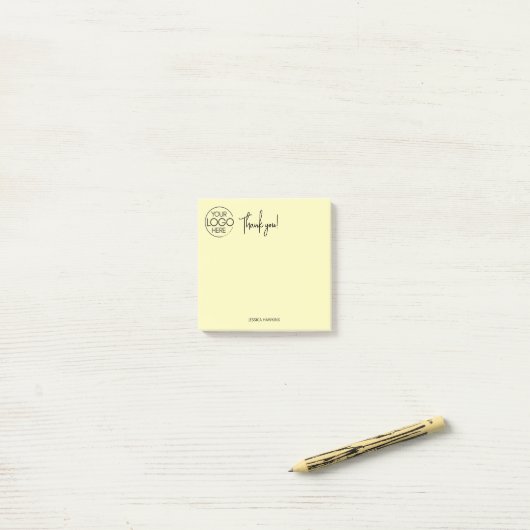 Eenvoudige persoonlijke briefpapier dank u geel post-it® notes (Op bureau)
