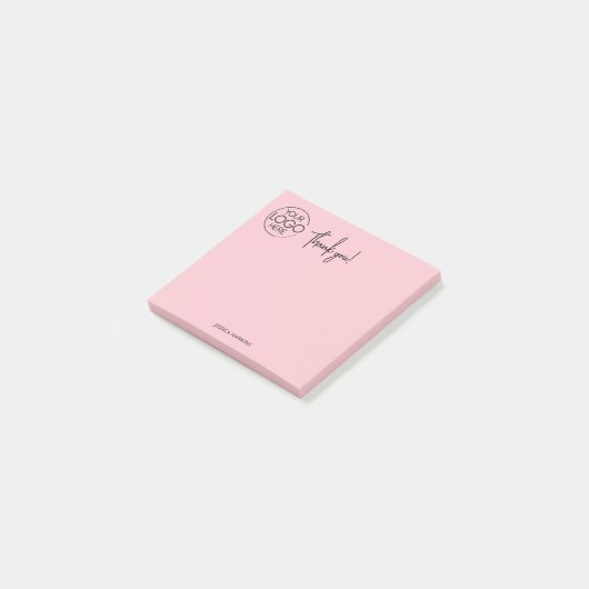 Eenvoudige persoonlijke briefpapier dank u roze post-it® notes (Schuin)