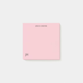 Eenvoudige persoonlijke briefpapier Monogram Roze Post-it® Notes