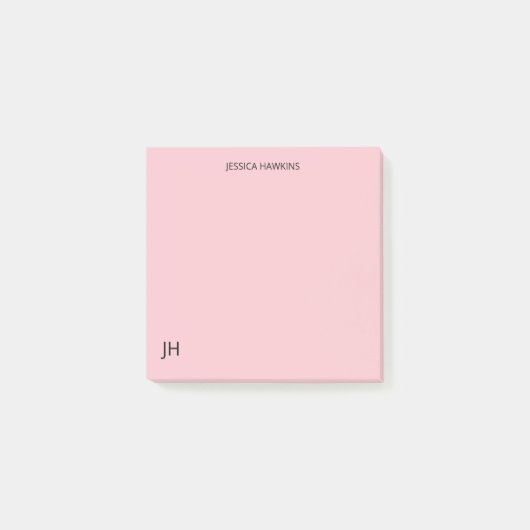 Eenvoudige persoonlijke briefpapier Monogram Roze Post-it® Notes (Voorkant)