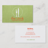 Eenvoudige persoonlijke Chef Modern Catering Green Visitekaartje (Voorkant / Achterkant)