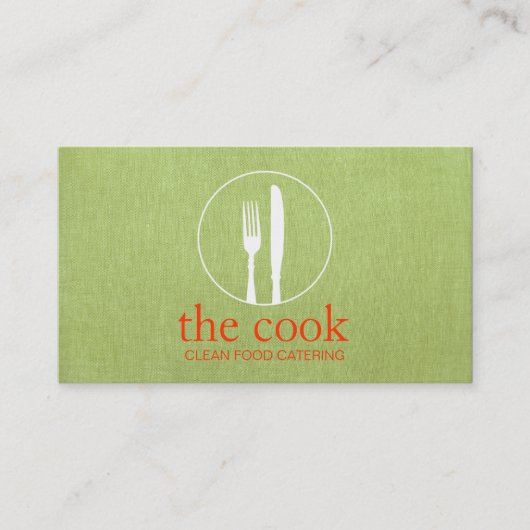 Eenvoudige persoonlijke Chef Modern Catering Green Visitekaartje (Voorkant)
