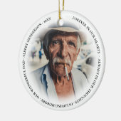 Eenvoudige persoonlijke foto-herdenkingskerst keramisch ornament (Links)