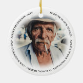 Eenvoudige persoonlijke foto-herdenkingskerst keramisch ornament (Achterkant)