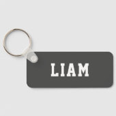 Eenvoudige, persoonlijke grijze rugzak sleutelhanger (Achterkant)