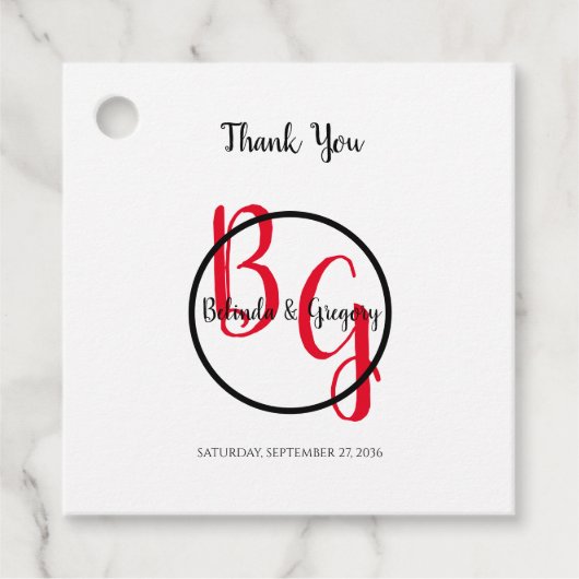 Eenvoudige persoonlijke Initialen bruiloft Bedankjes Labels (Voorkant)