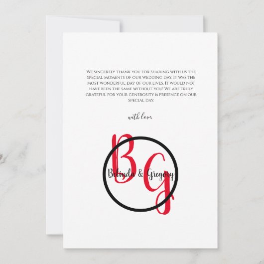 Eenvoudige persoonlijke Initialen bruiloft Bedankkaart (Voorkant)
