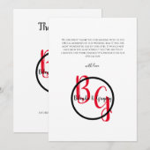 Eenvoudige persoonlijke Initialen bruiloft Bedankkaart (Voorkant / Achterkant)