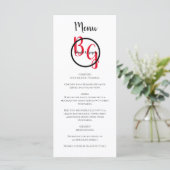 Eenvoudige persoonlijke Initialen bruiloft Menu (Staand voorkant)